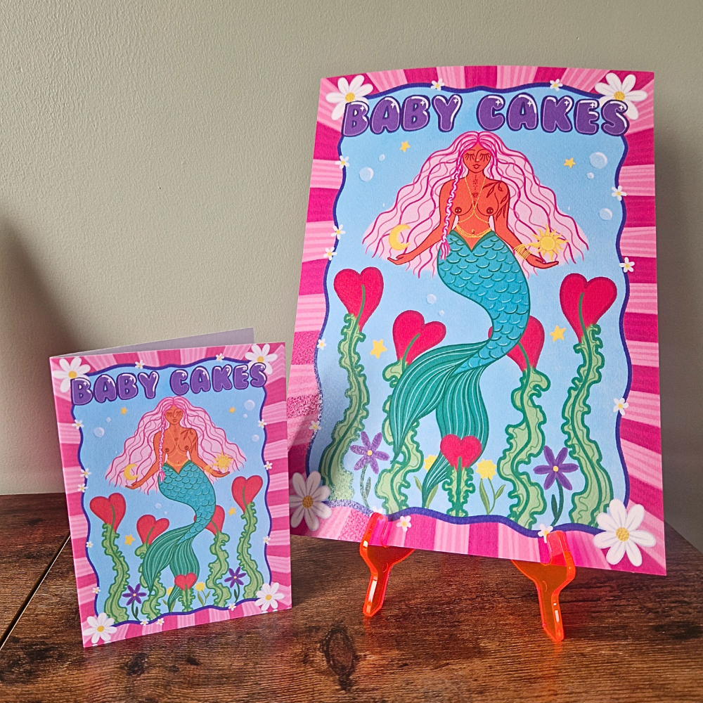 Babycakes Mermaid Art Print | A4 & A3