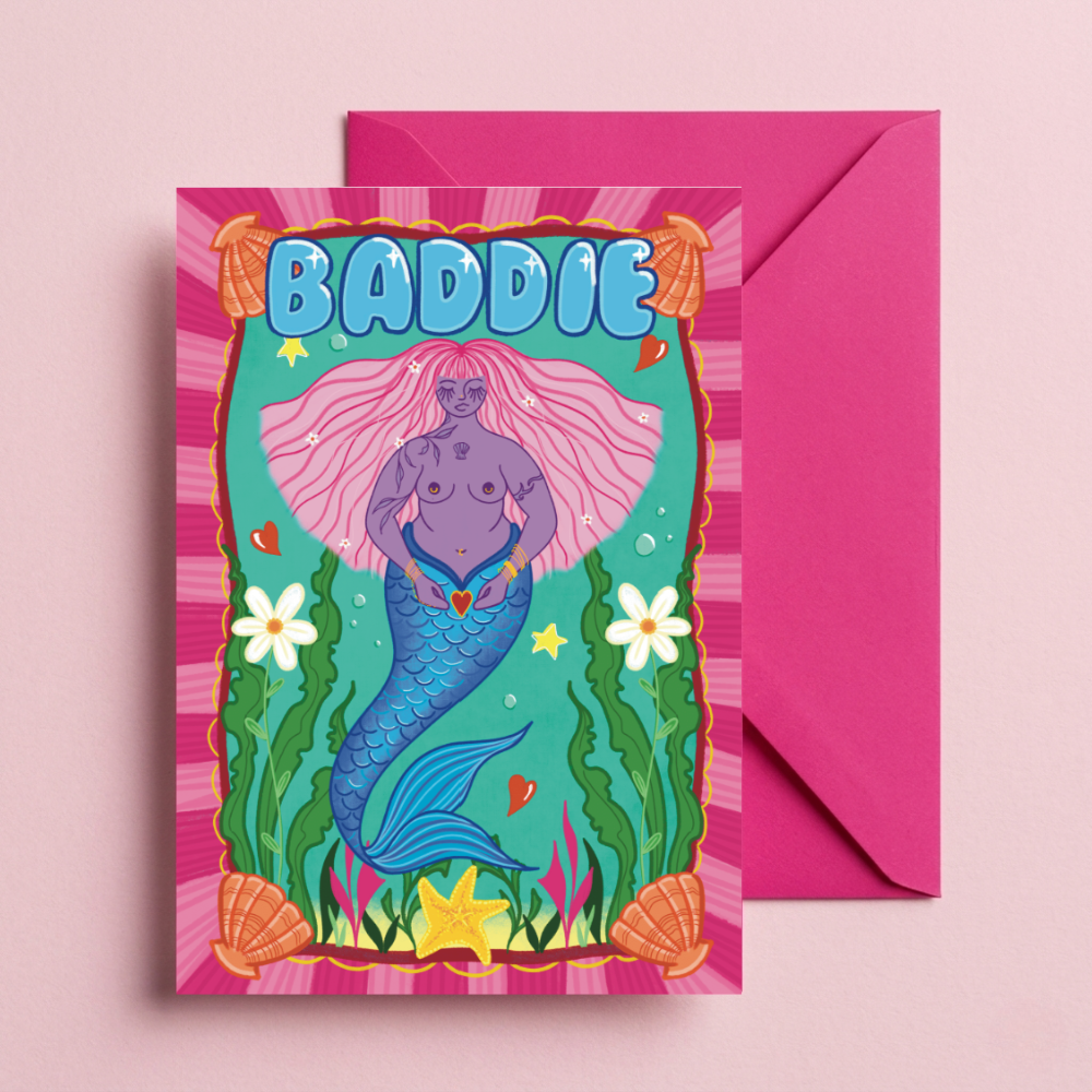 Baddie Mermaid Greetings Card