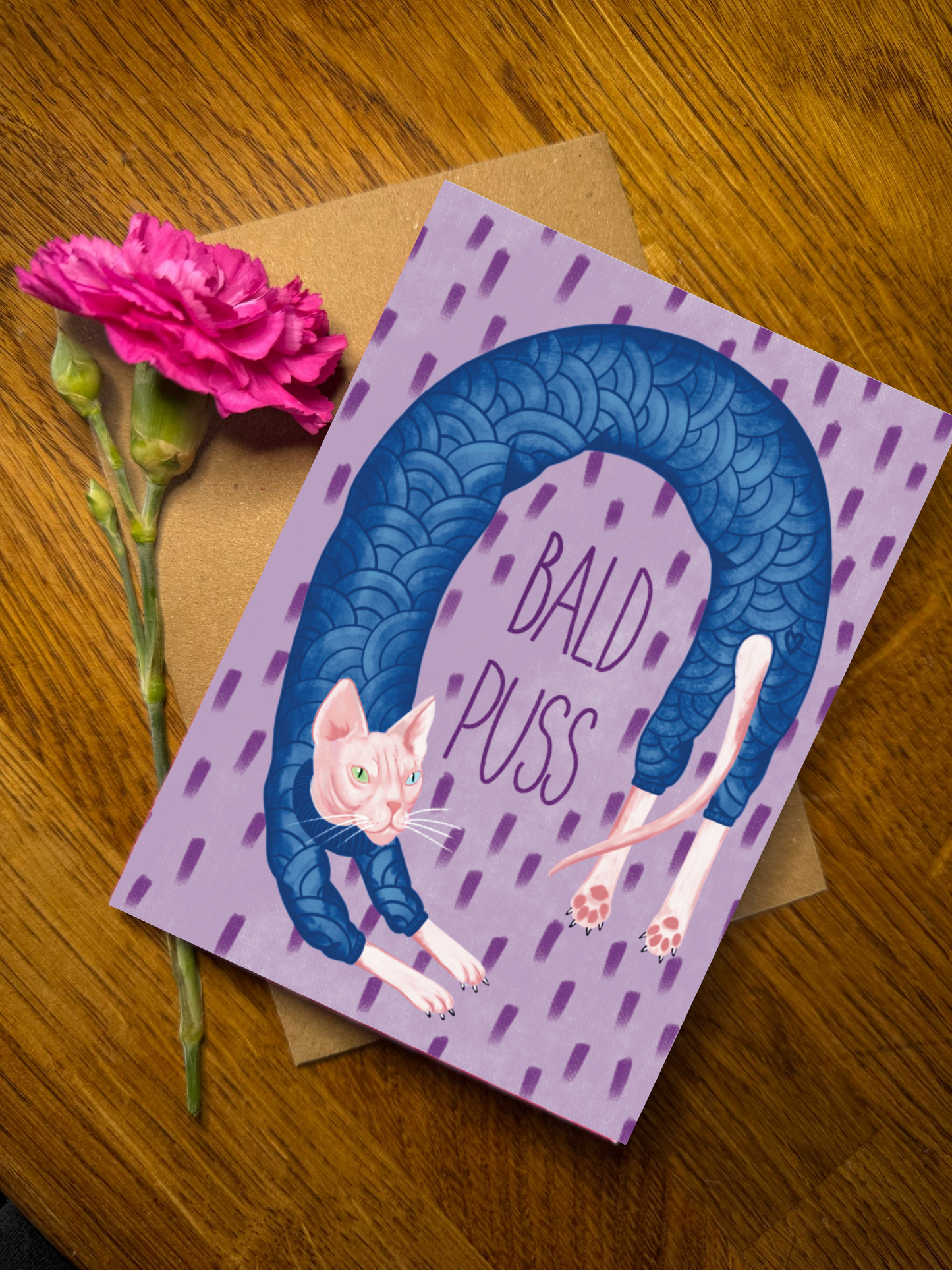 Bald Puss Greetings Card