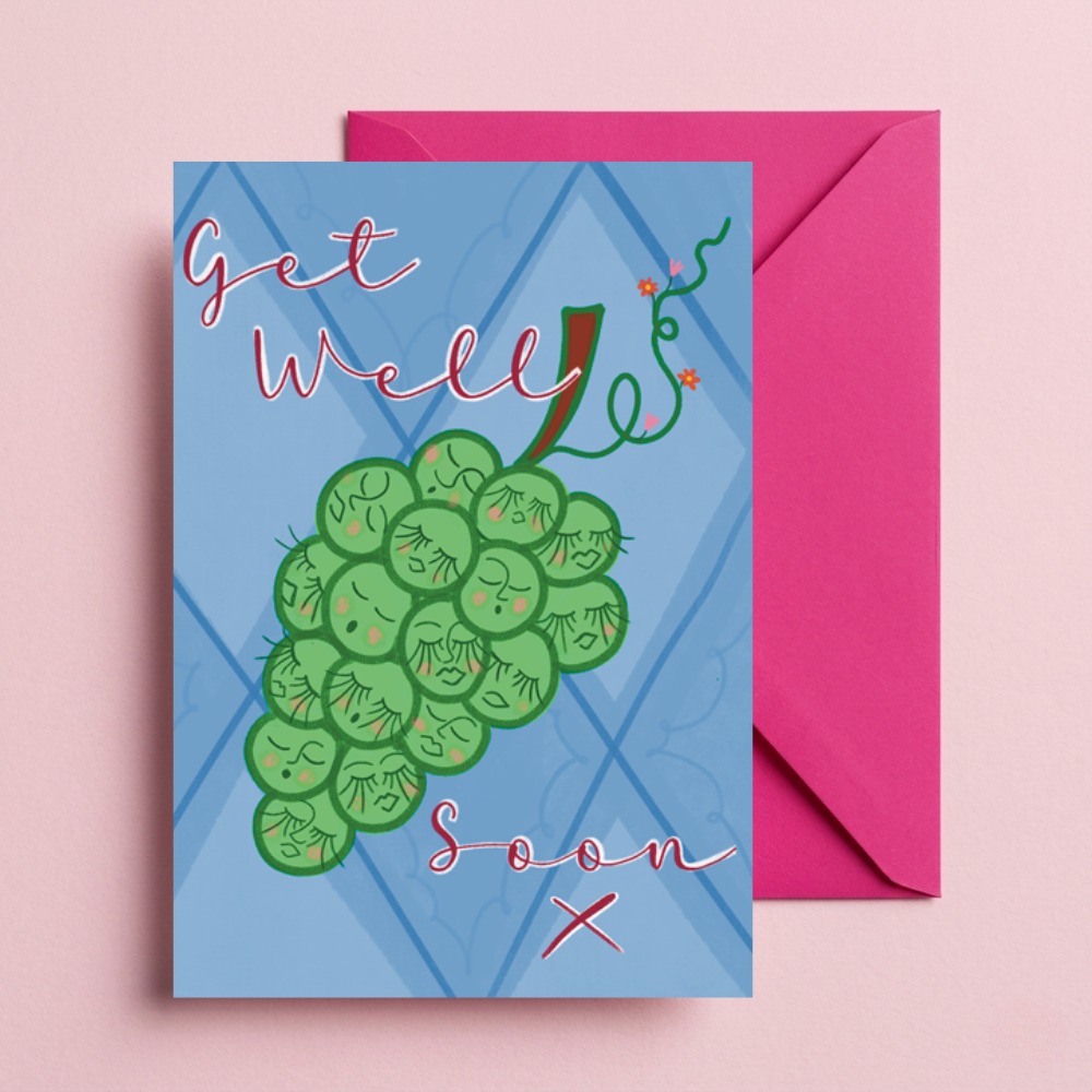 Get Well Soon Greeting Card | Whimsical Grapes Recovery & Comfort Card