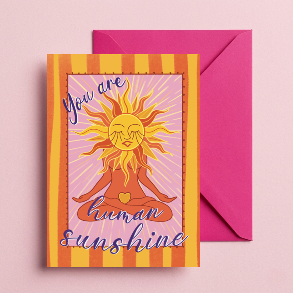 Human Sunshine Greeting Card | Boho Sun Goddess Encouragement Card
