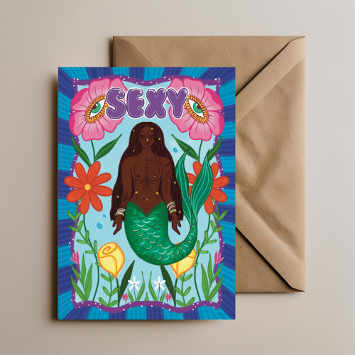 Sexy Mermaid Greetings Card