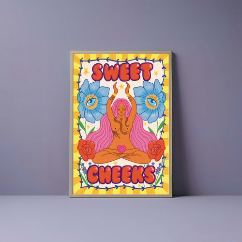 Sweet Cheeks Colourful Nude Art Print | A4 & A3