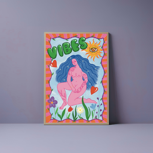 Vibes Colourful Nude Art Print | A4 & A3