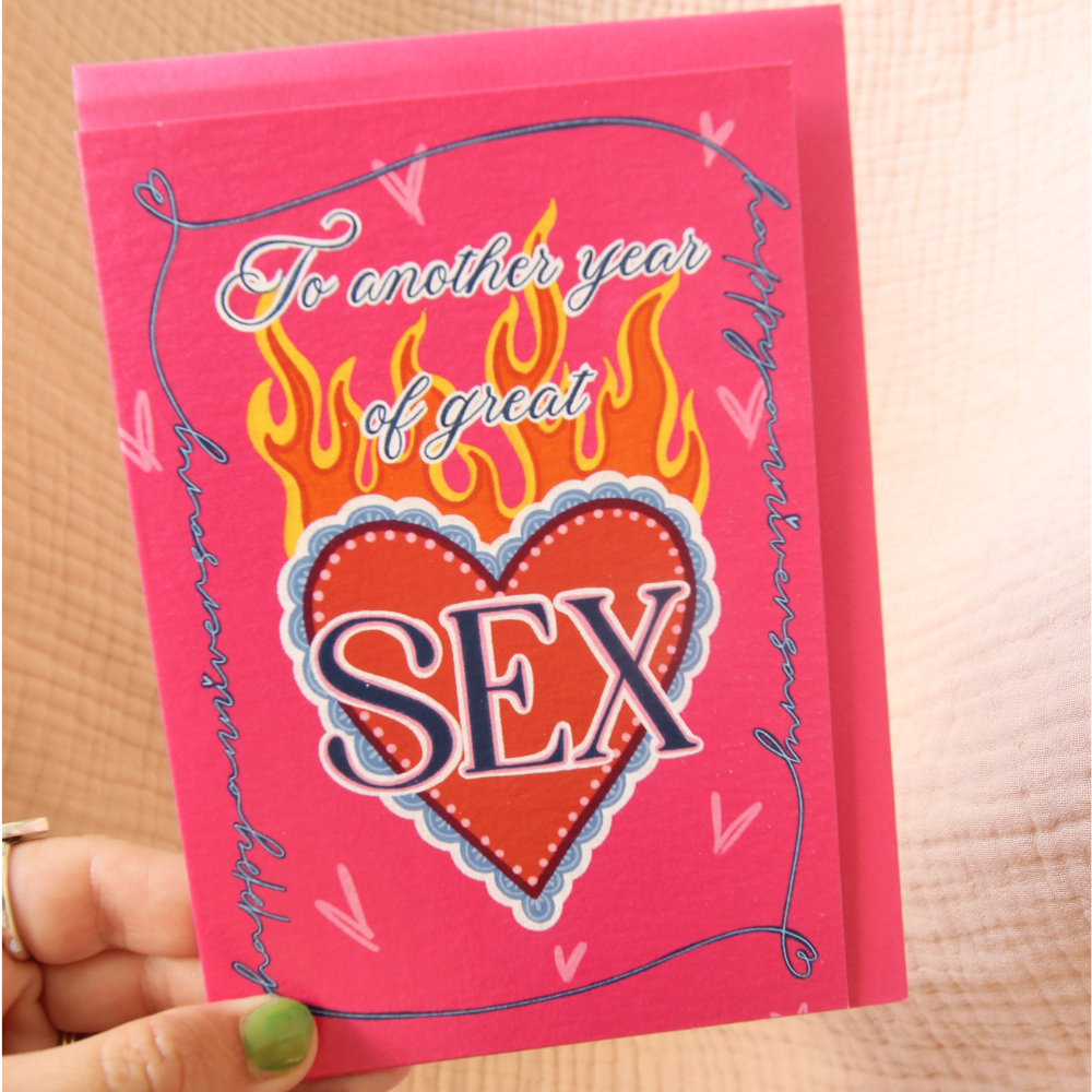 To Another Year of Great Sex Anniversary Card | Funny Naughty Sacred Heart Card