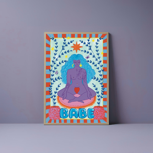 Babe Colourful Nude Art Print | A4 & A3