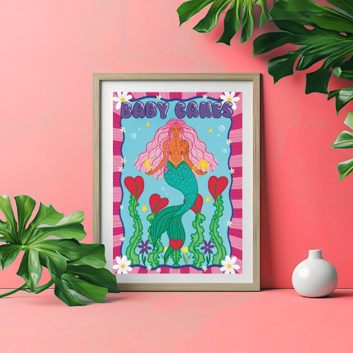 Babycakes Mermaid Art Print | A4 & A3