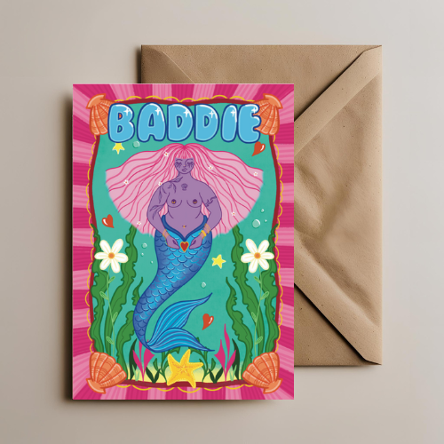 Baddie Mermaid Greetings Card