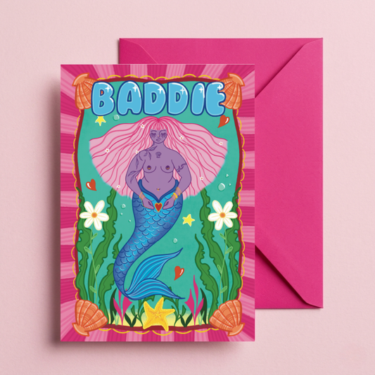 Baddie Mermaid Greetings Card