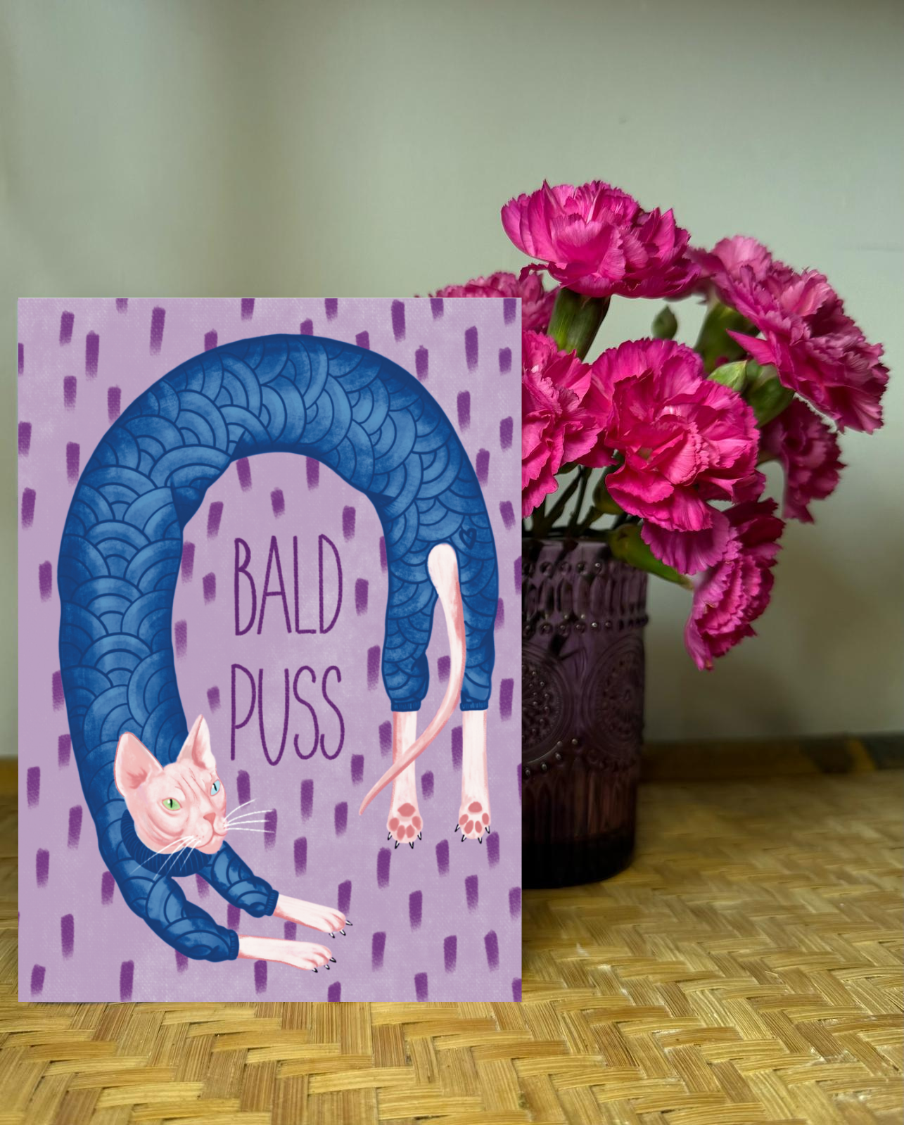 Bald Puss Greetings Card