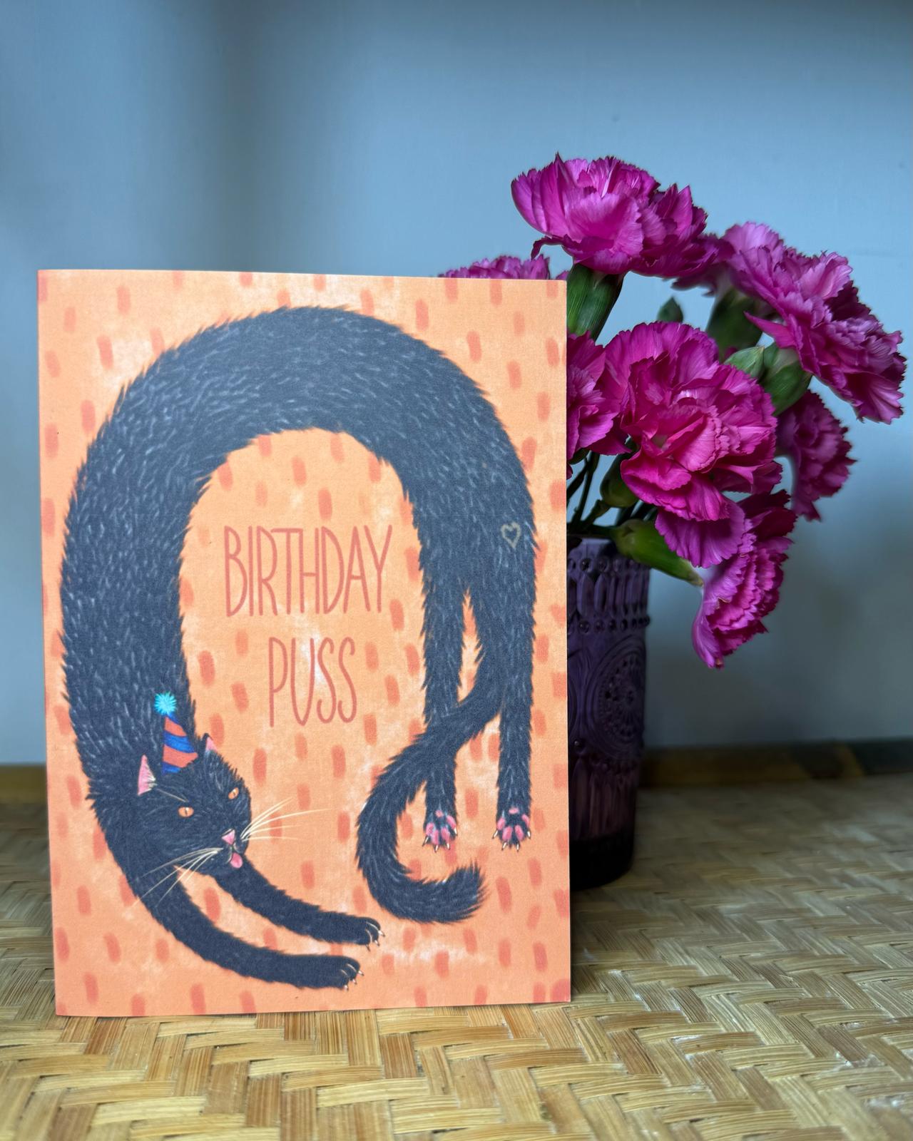 Birthday Puss Greetings Card