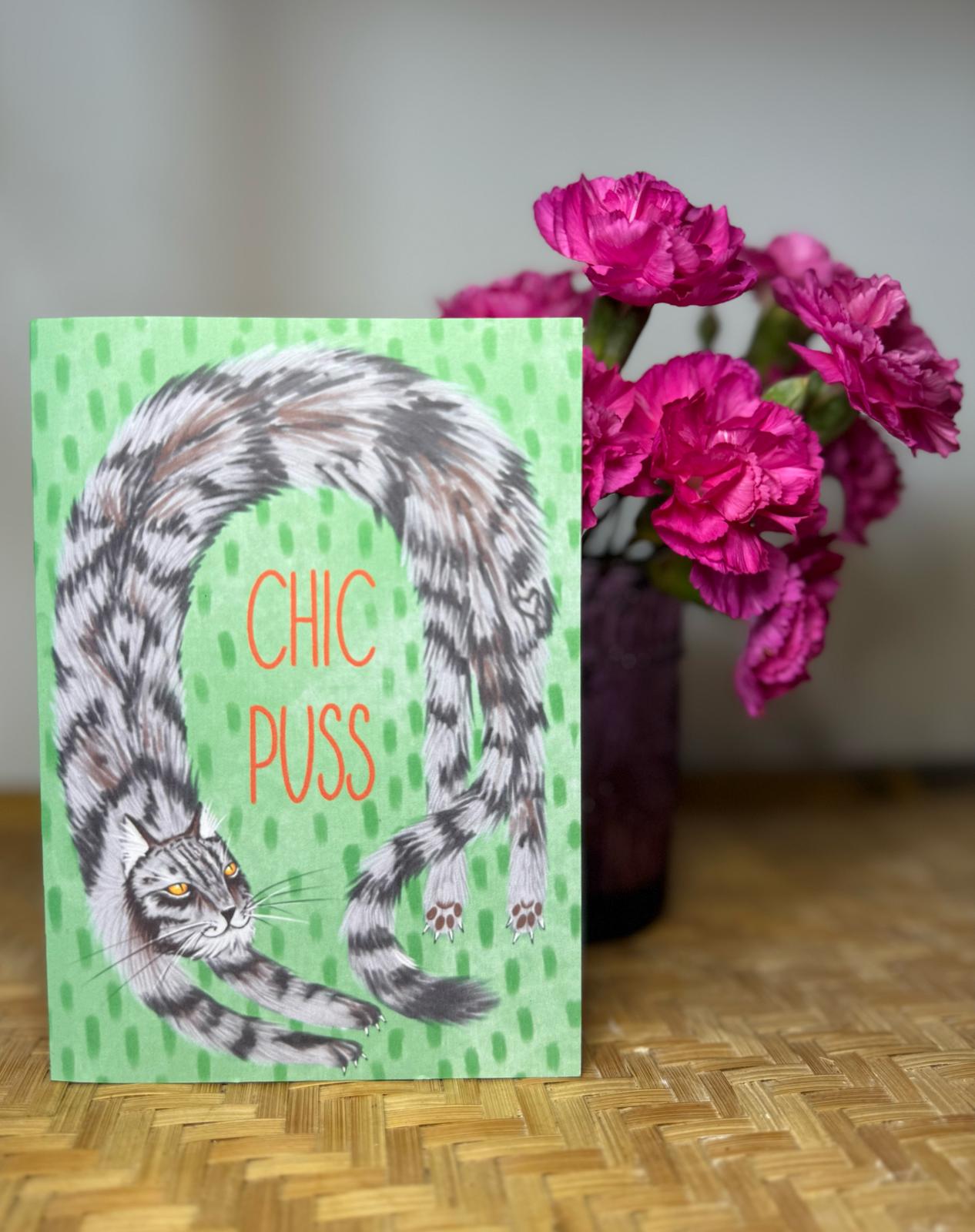 Chic Puss Greetings Card