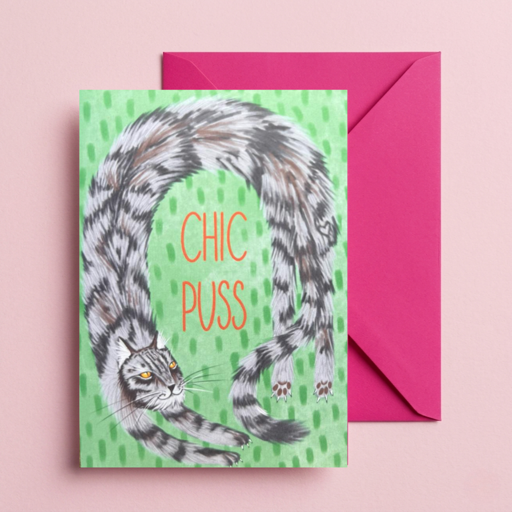Chic Puss Greetings Card
