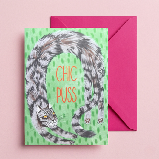 Chic Puss Greetings Card
