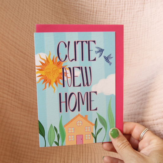 Cute New Home Greeting Card | Illustrated House & Sun Design