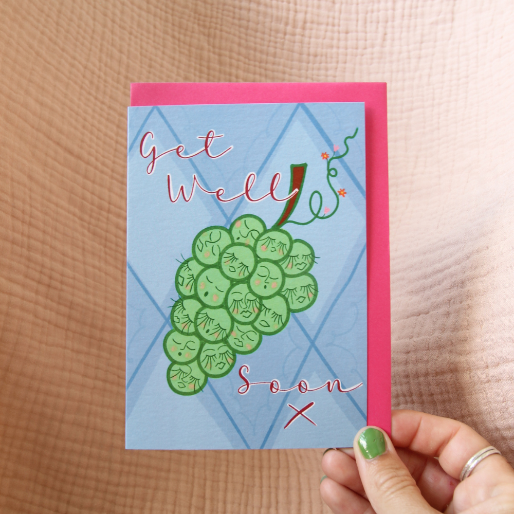 Get Well Soon Greeting Card | Whimsical Grapes Recovery & Comfort Card