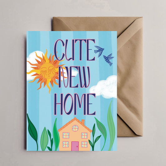 Cute New Home Greeting Card | Illustrated House & Sun Design