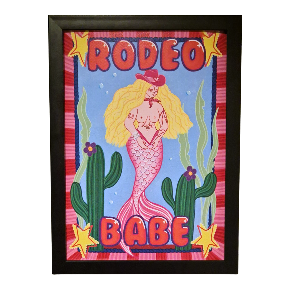 Rodeo Babe Mermaid Art Print | A4 & A3