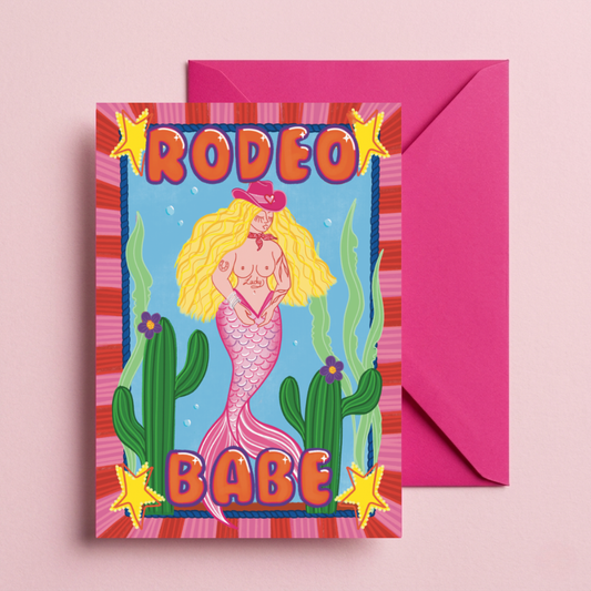Rodeo Babe Mermaid Greetings Card