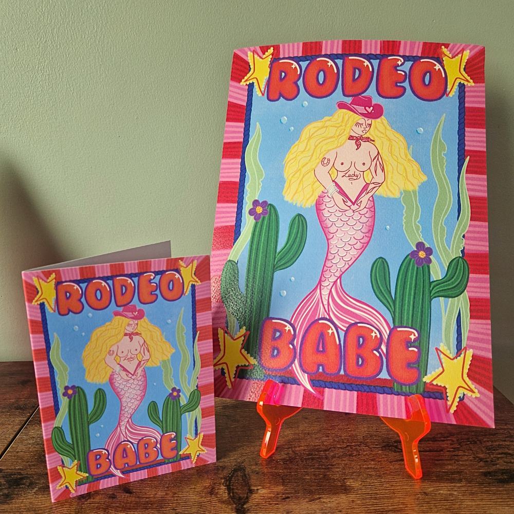 Rodeo Babe Mermaid Art Print | A4 & A3