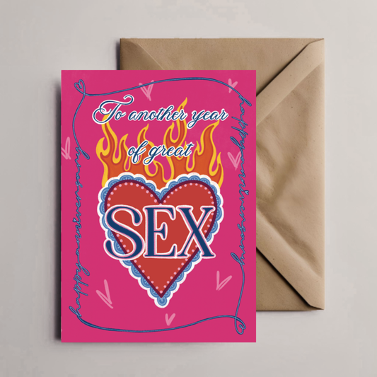 To Another Year of Great Sex Anniversary Card | Funny Naughty Sacred Heart Card