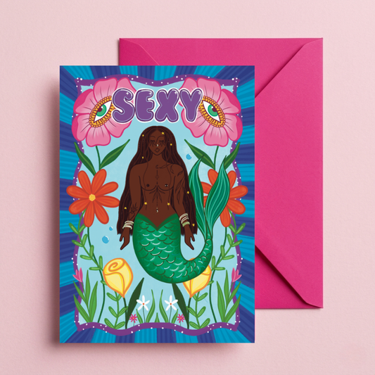 Sexy Mermaid Greetings Card