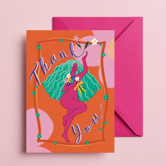 Floral Goddess Thank You Card | Boho Botanical Gratitude Greeting Card