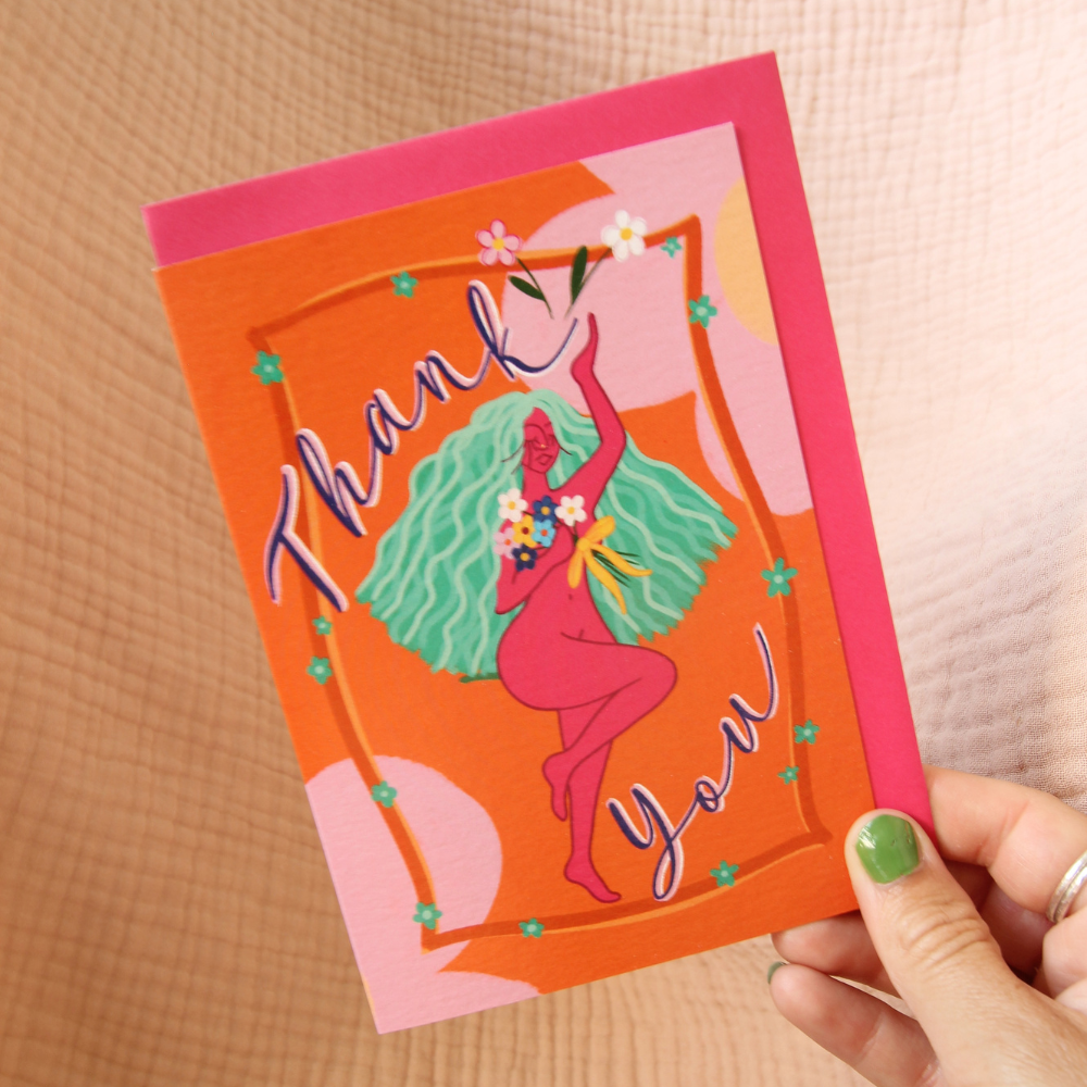 Floral Goddess Thank You Card | Boho Botanical Gratitude Greeting Card