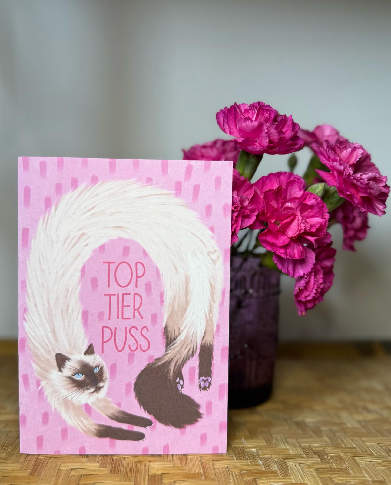 Top Tier Puss Greetings Card